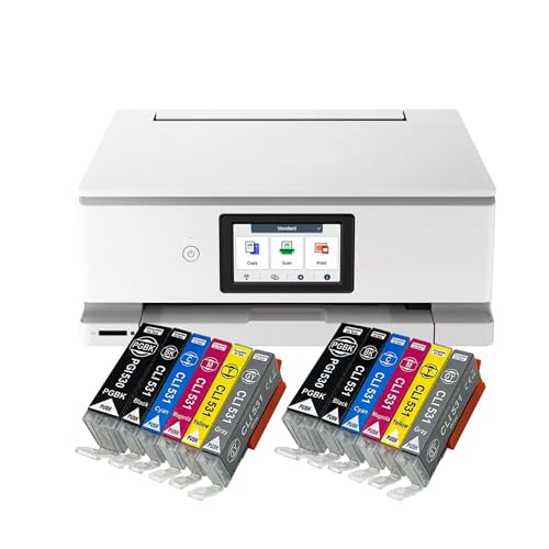 IC-Office TS8751 Tintenstrahl Multifunktionsdrucker 3-in-1 (Drucken, Kopieren, Scannen, SD-Karte, Duplex, WLAN, AirPrint) weiß + 12 XXL Tintenpatronen