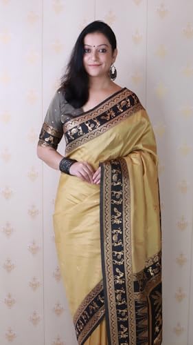 Image of SGF11 Women's Kanjivaram Pure Soft Silk Saree With Unstitched Blouse Piece