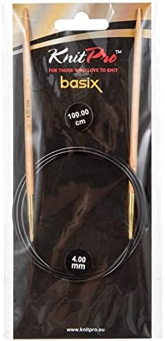 KnitPro Basix Birch Fixed Circular Knitting Pins, 100cm, Birchwood, Natural, 4mm