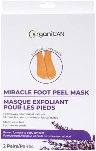 OrganiCAN Foot Peel Mask - Removes Dry Dead Skin, Calluses - Exfoliating Mask for Baby Soft Feet - Repairs Cracked Heels