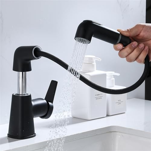 Robinet extractible et relevable pour lavabo noir ou chromé - 6