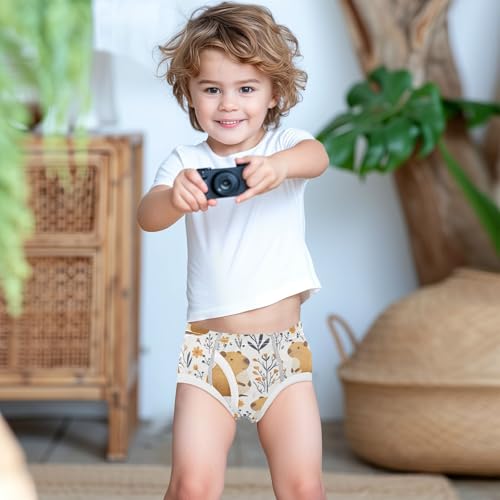 Wusikd Cute Capybaras Boys' Underwear Cotton Flower Boys Briefs Soft Toddler Underwear 2T 6