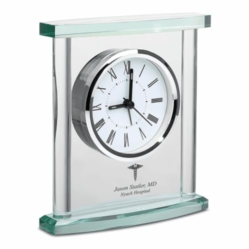 Executive Gift Shoppe Doctor Personalized Glass Table Clock with Silver Finish Accents - Image 3
