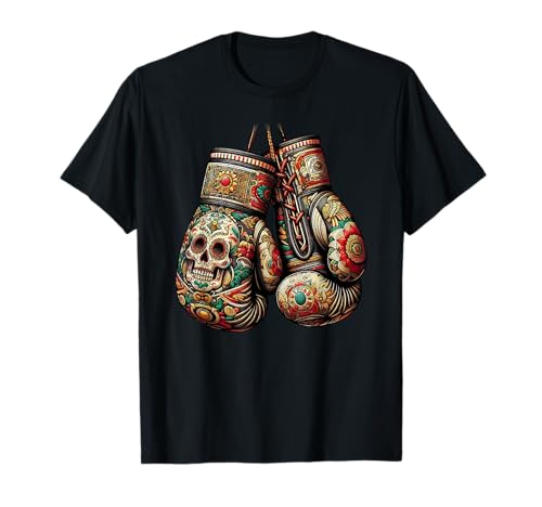 Mexican Vintage Style Boxing Gloves Aztec Mayan Fighter T-Shirt