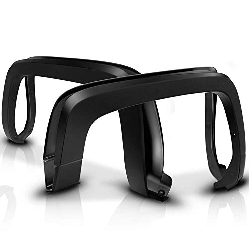 Fender Flares Compatible With 2014-2018 Chevy Silverado 1500 2500HD 3500HD, Factory Style Black PP Injection Right Left Wheel Cover Protector Vent Trim By IKON MOTORSPORTS, 2015 2016 2017