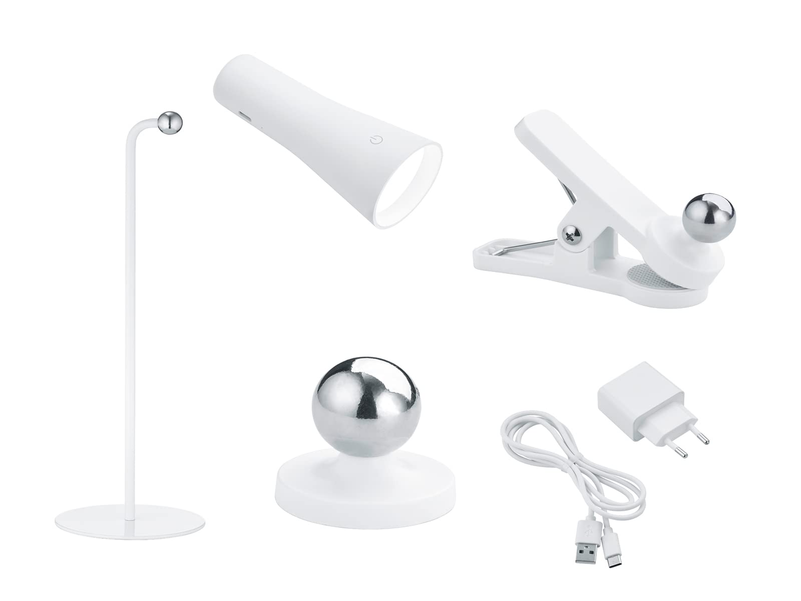 Reality Leuchten Beleuchtung Set di 2 lampade da scrivania a LED, con dimmer touch e collegamento USB, altezza 36 cm
