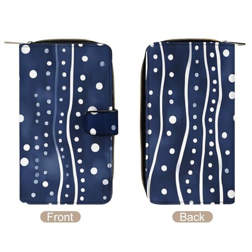 Whale Shark Polka Dots Wavy Stylish Leather Wallet Womens Mens Slim Purse Secure Card Holder Durable Bifold Clutch Handbag3
