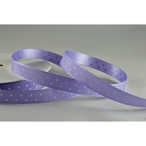 10mm Lilac Polka Dot Spotted Satin Ribbon x 20 Metre Rolls! Cover