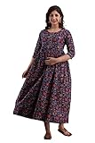 MAGHMAWomen's Maternity Dress Kurti for Pregnancy Women with Breastfeeding Dress with Floral Maxi Maternity Dress, Royal Blue, XL