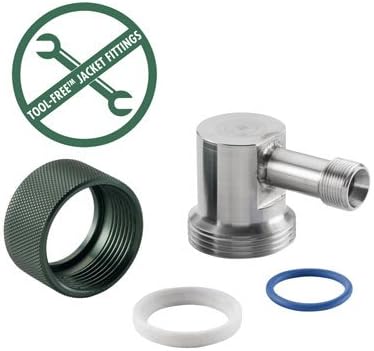 Chemglass CG-1969-V-10 Series CG-1969-V Adapter, 90° Angle, 30 mm Tool-Free O-Ring Flange to M16 Male Thread, Stainless Steel
