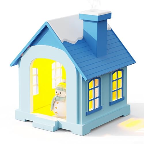 Humidificador de Navidad estilo casa de nieve con niebla silenciosa y luz nocturna colorida para habitaciones relajantes, capacidad de 500 ml y protección de apagado automático (azul) Humidificador de Navidad estilo casa de nieve con niebla silenciosa y luz nocturna colorida para habitaciones relajantes, capacidad de 500 ml y protección de apagado automático (azul)