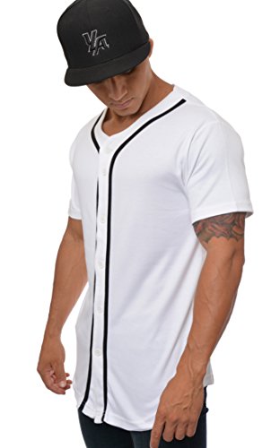 image for YoungLA Baseball Jersey Plain Shirts for Men Button Down Sports Tee Ma