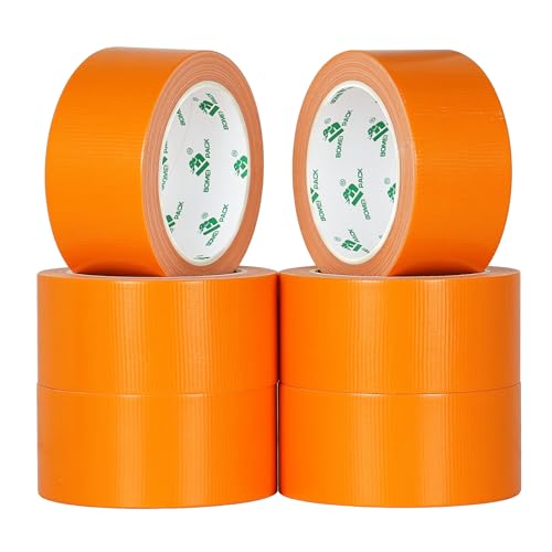 Image of BOMEI PACK Orange 2inch x 20yds Sticky Duct Tape Heavy Duty Strong Industrial Color Duct Tapeor Packing and Repairing 6 Pack