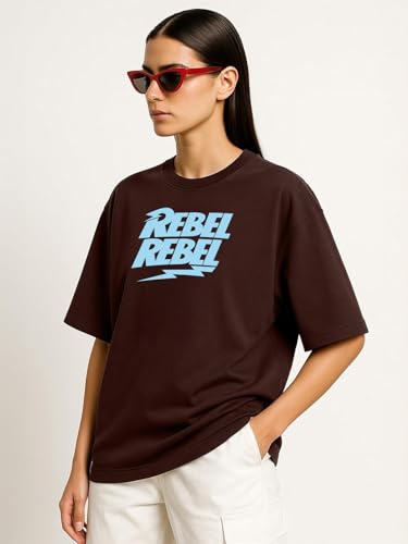 Image of Women's Printed Oversized T-Shirt with Half Sleeves and Round Neck, Soft Spun Fabric for Casual Wear (Size - S-2XL)