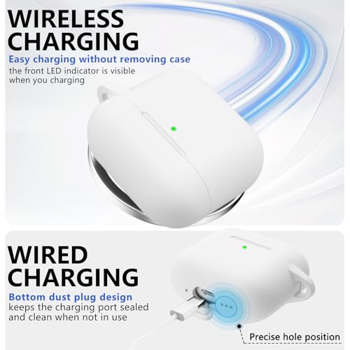 Image of Ljusmicker for AirPods 4 Case 2024 with Cleaner Kit,White | Soft Silicone Protective Cover for Apple AirPods 4th Generation Case with Keychain for Women Men,Shockproof