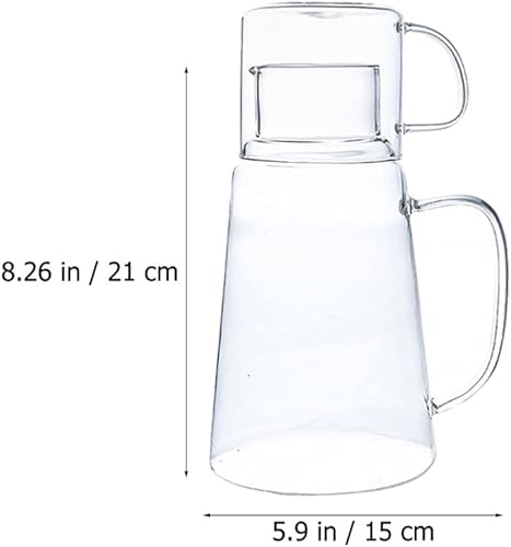Miniatura 4 de Cabilock Juego de jarras de agua de noche de 40.6 fl oz, vaso transparente de hielo, jarra de vidrio, botella de vidrio, tetera para dormitorio,