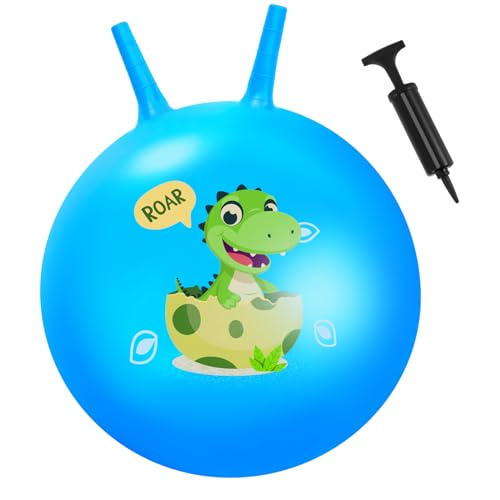 Blulu 60 cm Pelota Saltarina Hinchable para Niños Pelota de Tolva de Rebote de Dinosaurio con Asa Pelota de Salto Inflable Grande con Bomba para Saltar Jardín Actividades Exterior Juego Ejercicio