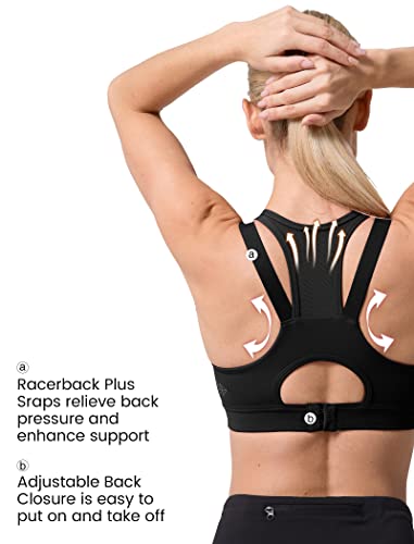 Yvette High Impact Women Sports Bra Front Closure Double Deck Mesh Running Bra For Plus Size, 09Ablack, L(Df) #TOP1