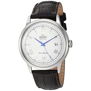 ORIENT ‘Bambino Version 2’ Japanese Automatic/Hand-Winding Watch with Leather Strap Dial Color: White (Model: FAC00009W0), White – Blue Accents