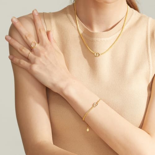 14K Gold Plated Dainty Chain Bracelet for Women – Adjustable Minimalist Pendant Jewelry, Trendy Fashion Gift | Star & Anchor Bracelet (Anchor)3