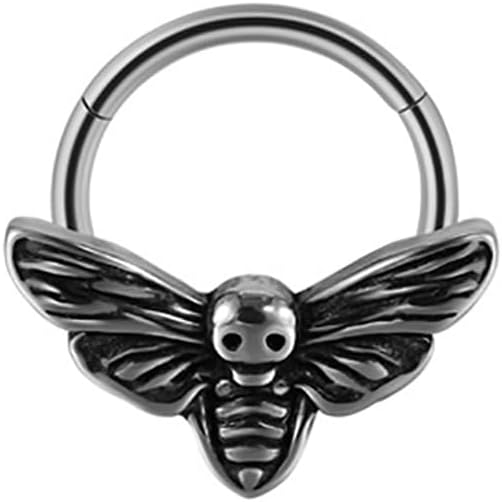 16G Stainless Steel Bull Head Bat Skull Septum Rings 10mm Hoop Nose Ring Conch Helix Tragus Cartilage Earrings Hoops Body Piercing Jewelry for Women Men