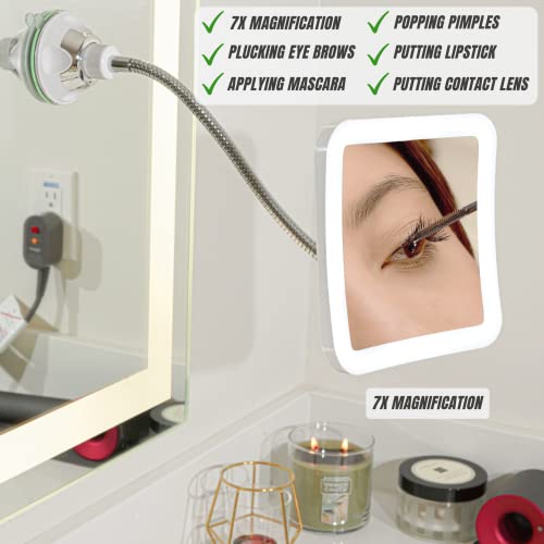 Sunplustrade Makeup Mirror With Led Lights And Magnification, Portable Cordless Design For Home And Travel With Flexible Gooseneck To Adjust To Any Position Easily #TOP1