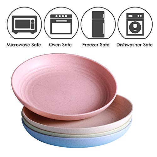image for DUOLUV 4 PACK Lightweight Wheat Straw Plates-Degradable Lightweight Wh