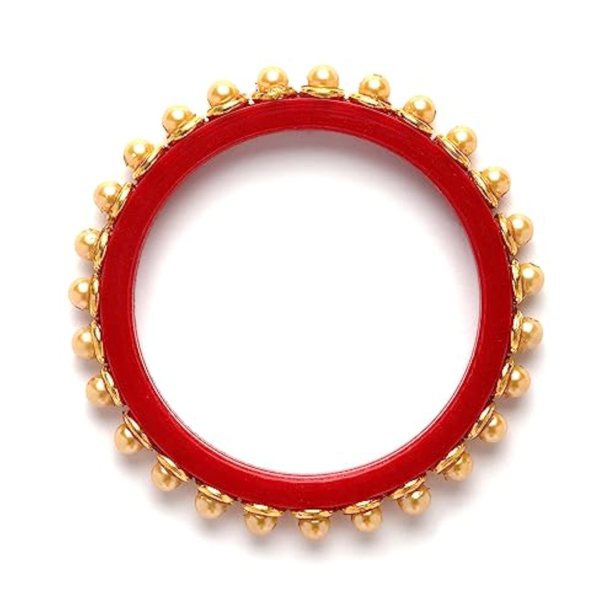 Gold-Plated Champagne Pearl & Zircon Gemstone Studded Handcrafted Bangles (2.4)