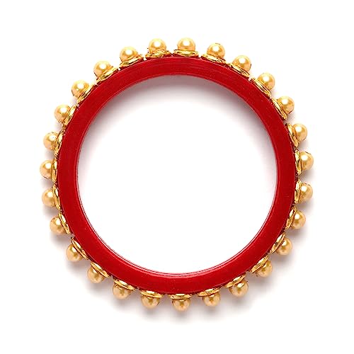 Gold-Plated Champagne Pearl & Zircon Gemstone Studded Handcrafted Bangles (2.4)