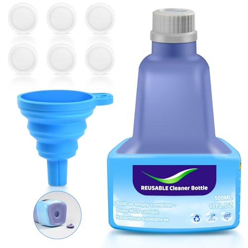 Fenkabs 500 ML Replacement Bottle for Flash® Power Spray Mop™, Refillable, Leak-Free HDPE Solution Bottle, 17 FL OZ with 6 Sealing Pads and 1 Folding Funnel