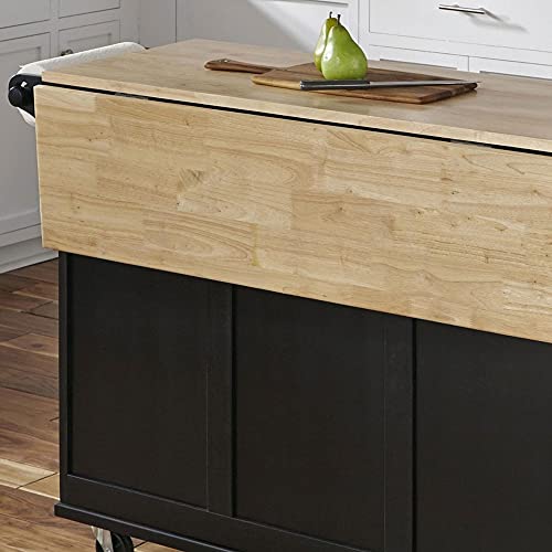 Homestyles Dolly Madison Black Mobile Kitchen Island Cart with Wood Drop Leaf Breakfast Bar by homestyles - Image 5