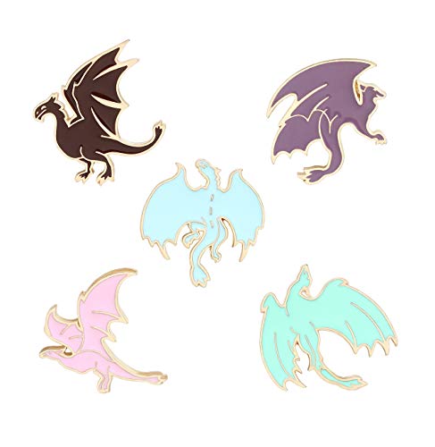 Liasun Cute Enamel Pin Set Lapel Pins Brooches Cartoon Brooch Badge Pins for Clothes Bags Backpack for Women (Dragon Set)