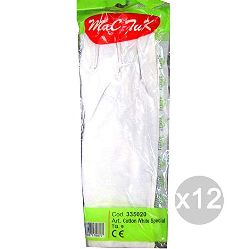 Glooke Selected Juego de 12 Guantes Algodón Blanco Hombre TG. 9, Multicolor, única
