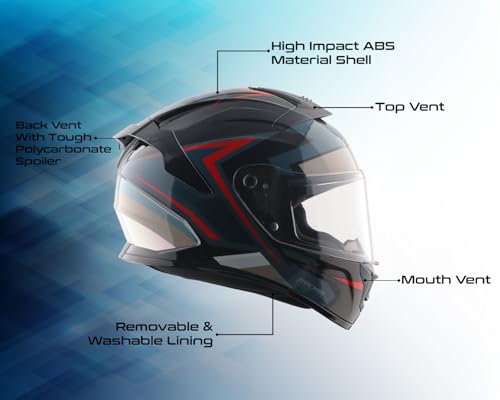 Image of Vega VF 10 Turbo Flex Full Face Riding Helmet with Shock-Absorbing Liner, Lightweight Shell, Aerodynamic Design, Ventilated Interior, Comfortable Fit, and Modern Black Grey Styling Black Grey M