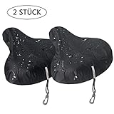 WASSERDICHT UND SONNENSCHUTZ ----- Hergestellt aus abriebfestem, wasserdichtem Gewebe, mit verbessertem NAHTLOSEM DESIGN, um das Eindringen von Regenwasser zu verhindern und 100%ige Wasserdichtigkeit zu gewährleisten. Dank der innenliegenden PU-Silberbeschichtung verdoppelt sich der wasserabdichtende Effekt und auch der Sonnenschutz, der Ihr Fahrradsattel vor Regen, Schnee, Sand und Sonnenlicht schützt.