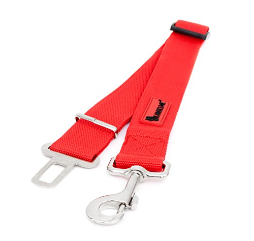 Lantelme Hunde Auto Sicherheitsgurt Adapter XL ausziehbar 60cm bis 95cm Extra Breit und Stark | Gurtadapter Nylon Farbe Rot für Autogurt KFZ Wohnmobil Fahrzeug Auto | Für große Hunde Tiertransport