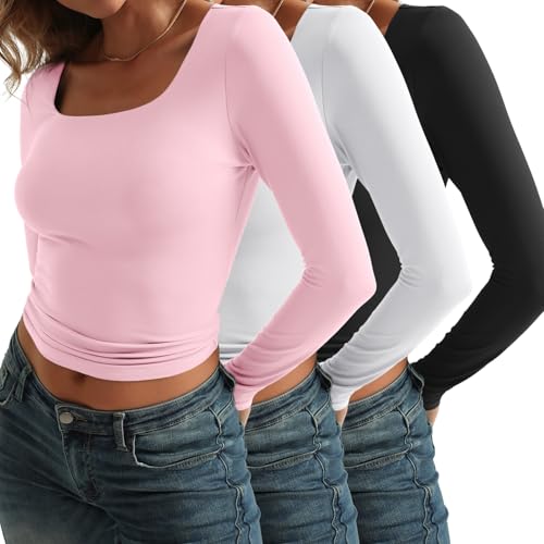 AUTOMET 3 Pack Womens Long Sleeve Shirts Fall Fashion Scoop Neck Crop Tops Basic Layer Slim Fit Y2K Clothes3