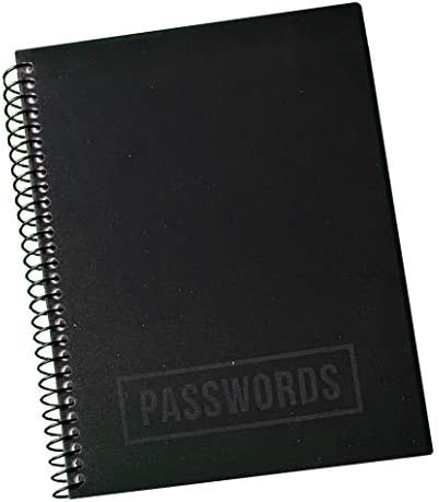 RE-FOCUS THE CREATIVE OFFICE, Password Book Keeper, Black, Small, Mini, Alphabetical Tabs, Spiral Bound, Removable Sheets, Journal Organizer, Includes, Website, Address, Username, Password