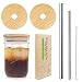 Mason Jar Lids with Straw Set, ECO Reusable Bamboo Wide Mouth Mason Jar Lids with 2 Reusable Stainless Steel Straw