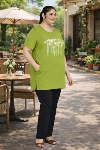 Image of In Love Women's Plus Size Longline T-Shirt with Side Pocket, 3 /4 Sleeve, Crew Neck
