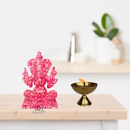 Image of Salvus App Solutions Pink Crystal Ganesh Idol for Car Dashboard & Home Decor | Double Side Face Lord Ganesha Murti | Decorative Dashboard Showpiece for Car, Office & Mandir (2-3 Inch)