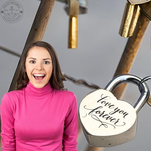 Image of Shiny Brass Heart Shaped Lock Engraved inchLove You Forever inchCustom Padlock with Keys for Jewelry Box, Storage Box, Diary, Gift & Valentine's Decor