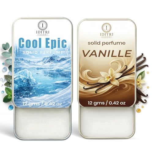 Image of IDITRI EXPORT Solid Perfume |Vanille&Cool Epic Alcohol Free Wax Perfume Balm, Long Lasting | Pocket Tin 12g, Pack Of 2| Non Greasy Smooth Glide, Travel Friendly Men And Women