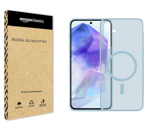 Image of amazon basics Luxury Paper Thin Case Cover for Samsung Galaxy A55 5G | Matte Finish | Compatible with magsafe | (Blue, Samsung Galaxy A55 5G)
