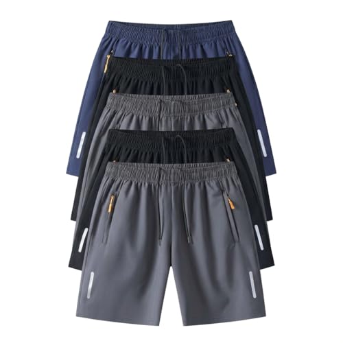 Men's 5-Pack Quick-Dry Shorts, Men's Quick-Dry Athletic Shorts Fashionable Versatile Outdoor Casual Shorts (US, Alpha, 5X-Large, Regular, Regular, 5 Pcs)