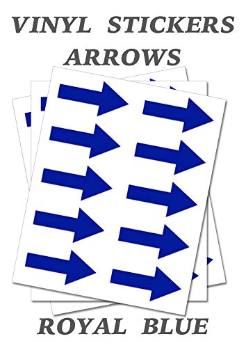 50 flechas azules reales - pegatinas de vinilo autoadhesivas extraíbles, resistentes al agua, cortadas digitalmente a la forma de la pegatina - Tamaño 20 mm x 10 mm Cover