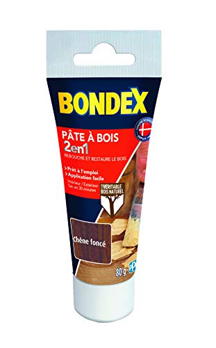 BONDEX - Pate à bois - Rebouche et Restaure le Bois - Sec en 30 min - 80g - Chêne foncé