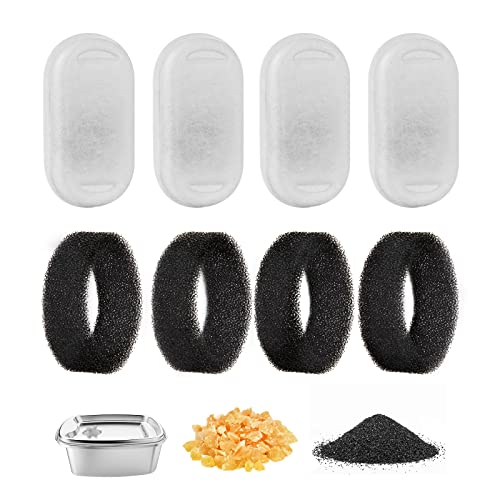 Petiigo Filtres pour Fontaine à Eau pour Chat, Filtres de Rechange pour Fontaine pour Chat Avec Résine et Activé (4 + 4 PCS) Cover