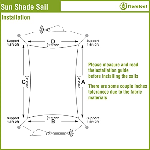 Floraleaf Sun Shade Sail 10' X 15' Rectangular Terylene Waterproof Uv Block Canopy 260Gsm For Outdoor Patio Lawn Garden Backyard, Beige #TOP6