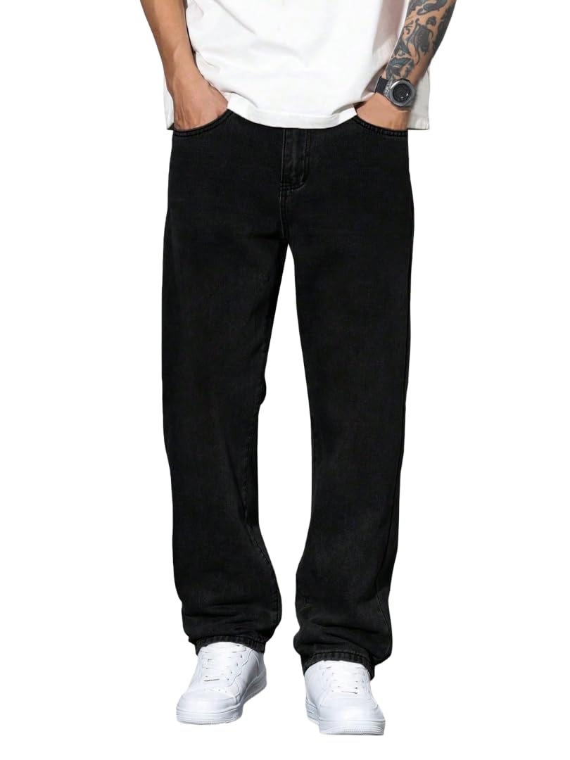 Men's Black Straight Fit Denim Jeans-picture-27
